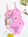 Baby Girl One-Piece Swimsuit With Frill Detail And Printed Design