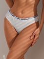 Women's Letter Print Triangular Panties With Elastic Bands