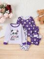 2 Sets Baby Girls' Panda Print Pajamas Set