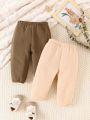 Baby Boy 2pcs Letter Patched Detail Thermal Sweatpants
