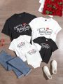 SHEIN Young Boy 1pc Valentine's Letter Print T-Shirt , Family Outfit, Sold Separately