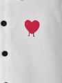 SHEIN Kids EVRYDAY Young Boy's Casual Heart Pattern Shirt, Slim Fit