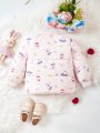 Baby Girls' Button Up Padded Jacket With Cartoon Print