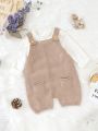 Baby Boy's Sweater Romper With Straps