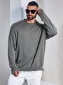Extended Sizes Men's Plus Size Drop Shoulder Long Sleeved Sweater