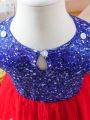 SHEIN Baby Girl Sparkly Panel Puff Sleeve Cape Costume Dress