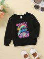 Baby Girl Letter & Alien Print Sweatshirt