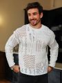Men's Openwork Knitted Long Sleeve Sweater