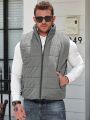 Manfinity Homme Men's Plus Size Sleeveless Hoodless Zipper Closure Warm Jacket In Grey