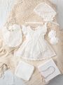 SHEIN Baby Girl 8pcs Ruffle Trim Contrast Lace Gift Set