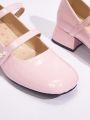 Dola Lovely Pink Cute Mary Jane Shoes With Square Toe, Buckle Closure, Chunky Heel For Women, Sweet Lolita Style