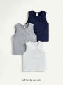 Cozy Cub 3pcs Baby Boys' Soft Solid Color Tank Tops With Snap Closure