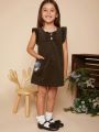 Kids Girls' Flying Sleeve Dress With Peplum Hem And Paisley Print