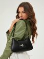 Fashionable Solid Color Armpit Single Shoulder Bag With Metal Decorations