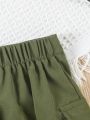 SHEIN Kids HYPEME Young Girl Casual Flip Pocket & Belt Detail Skirt, Suitable For Summer