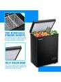 DEMULLER Deep Freezer Chest 3.2 Cubic Feet Freezers with Temperature Display Panel Mini Freezer with Removable Basket Suitable for Apartment Garage Dorm BLACK