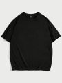 Manfinity Hypemode Men'S Plus Size Back Rose Pattern Printed Short Sleeve T-Shirt