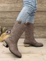Women's Fashion Plus Size High Heel Embroidered Western Boots
