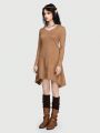 ROMWE Fairycore Women's Solid Color Hooded Dress