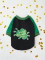 PETSIN 1pc Saint Patrick's Day Letter & Clover Printed Pet Sweatshirt Without Hood In Green