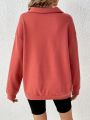 SHEIN Essnce Women'S Solid Color Drop Shoulder Sweatshirt