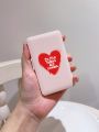 Karorine Heart Shaped Letter Detail Portable Comb Mirror For Makeup