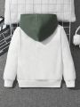 SHEIN Young Boys' Crocodile Patterned Hooded Sweatshirt, Loose And Comfortable Sports Sweatshirt