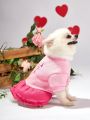 PETSIN Pink Heart-Shaped Lock & Graffiti Printed Valentine'S Day Pet Skirt For Cats And Dogs