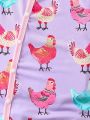Baby Girls' Chicken Cartoon Printed Jumpsuit