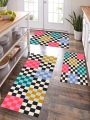 Tartagain Modern Checkered Pattern Decorative Carpet For Bedroom And Living Room