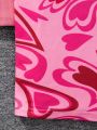 SHEIN Kids HYPEME Girls' 2pcs Streetwear Sporty Knit Sleeveless Dress Set With Round Neck