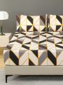 3pcs Fitted Sheet Set Polyester Brushed New Geometric Element Pattern 1 Bed Sheet & 2 Pillowcases