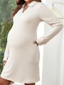 SHEIN Maternity Solid Ribbed Knit Dress