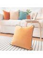 Decorative Throw Pillow Covers Cushion Cases, Set of 4 Soft Velvet Modern Double-Sided Designs, Mix and Match for Home Decor, Pillow Inserts Not Included (18x18 inch, Orange/Teal)