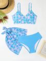Girls' Swimsuit Set With Floral Print