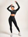 Women's Solid Color Seamless High Stretch Sports Suit
