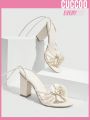 Cuccoo Women's White Flower Decor High Heel Sandals