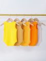 Baby Boy Spring/Summer Five-Piece Set Of Multi-Color Warm Tone Cute Rompers, Suitable For Going Out, Vacation And Festivals