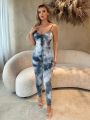 SHEIN SXY Tie-Dye Cami Jumpsuit With Front Tie-Dye Spring Summer Women Clothes Bachelorette Party Spring Break Birthday Outfit Valentine Day Sexy Outfits
