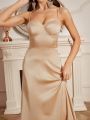 SHEIN Belle Adult Bridesmaid Dress With Ruffle Hem And Spaghetti Straps