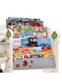 Merax Kids Bookshelf Toy Storage Organizer with 3 Large Bins and 4 Bookshelves, Multi-functional Nursery Organizer Kids Furniture Set with HDPE Shelf and Bins for Playroom, Bedroom, Living Room