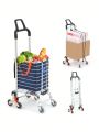 Grocery Cart on Wheels,Folding Shopping Cart with Extended Handle,Utility Carts with Waterproof Carrying Bag,Multifunction Lightweight Stair Climbing Cart