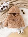 Baby Girl Letter Embroidery Fuzzy Hoodie