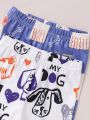 Baby Boys' Hand-drawn Puppy Patterned Long Sleeve Pajama Set
