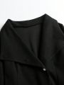 SHEIN LUNE Plus Size Solid Color Woolen Coat