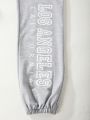 Teenagers' Casual Elastic Waistband Sweatpants With Letter Print