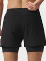 Men's Pocket & Side Stripe Design 2-In-1 Sport Shorts