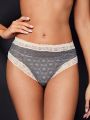 Lace Contrast Trim Panty Without Thong