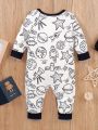 Baby Boy Cartoon Print Long Sleeve Jumpsuit