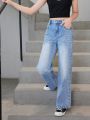 Girls (large) Jeans New Slimming Ripped Washed Denim Straight Legs